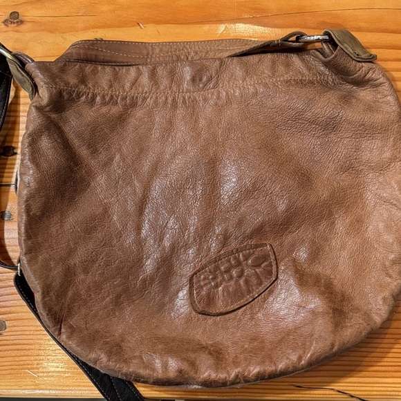 rebyc Handbags - Embossed Leather Saddle Bag in Warm Brown